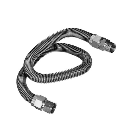 Flextron Gas Line Hose 1/2'' O.D.x72'' Length 1/2" FIPx3/8" MIP Fittings, Stainless Steel Flexible Connector FTGC-SS38-72F